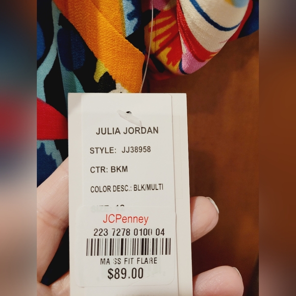 NWT-💚❤️💙Julia Jordan-Multi Colored Puffy Sleeves Can Can Summer Dress Size 12 - Picture 3 of 16